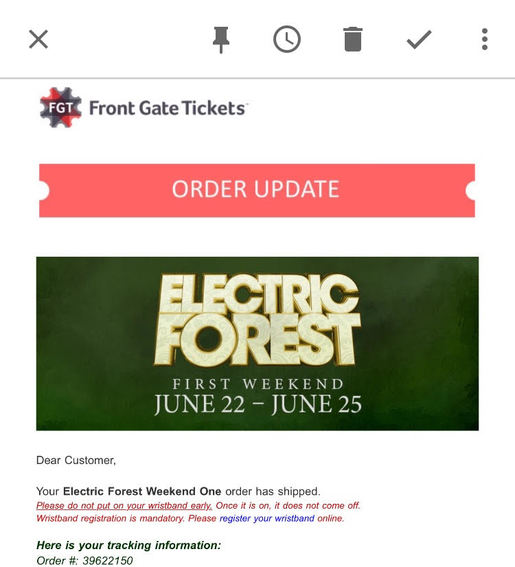 Electric Forest Weekend 1 Ga Camping Wristband Ezekiel33 Electric Forest Weekend 1 Ga Camping Wristband